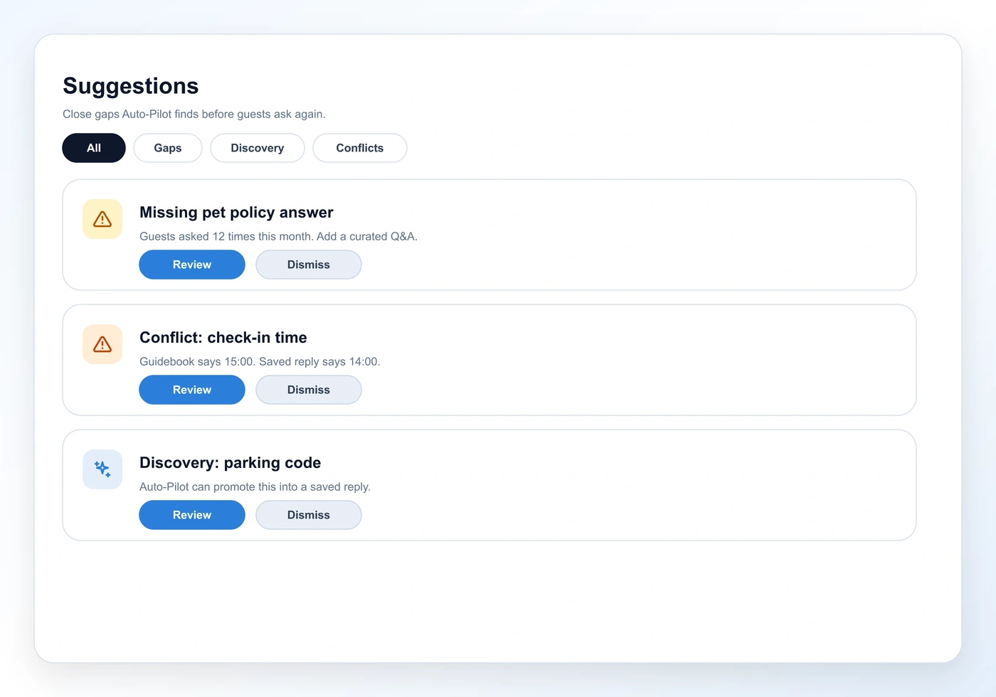 Suggestions feature screenshot
