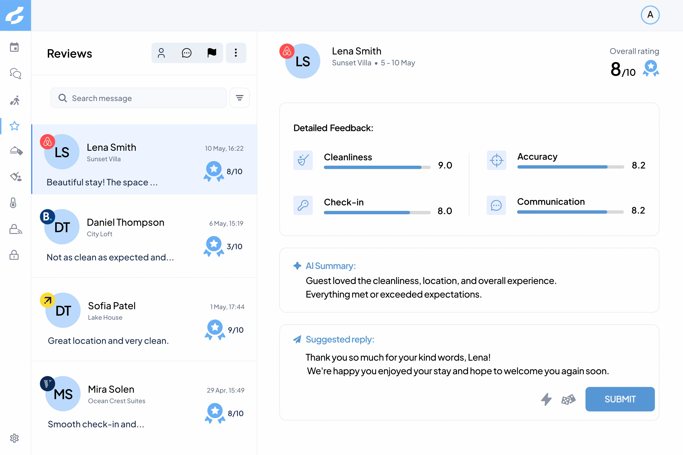 Review Center interface preview